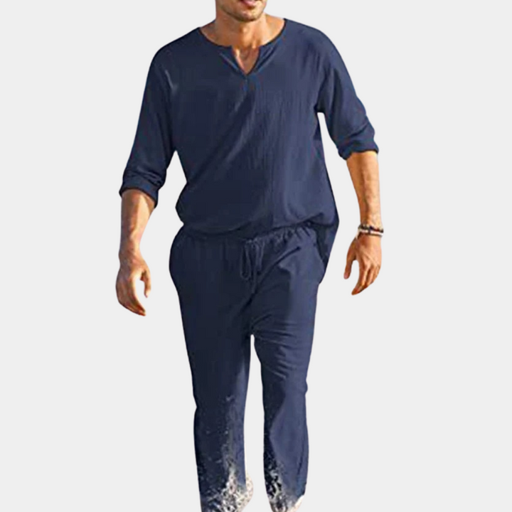 Comfortable men's loungewear set, 2-piece cotton design for a relaxed and lightweight summer