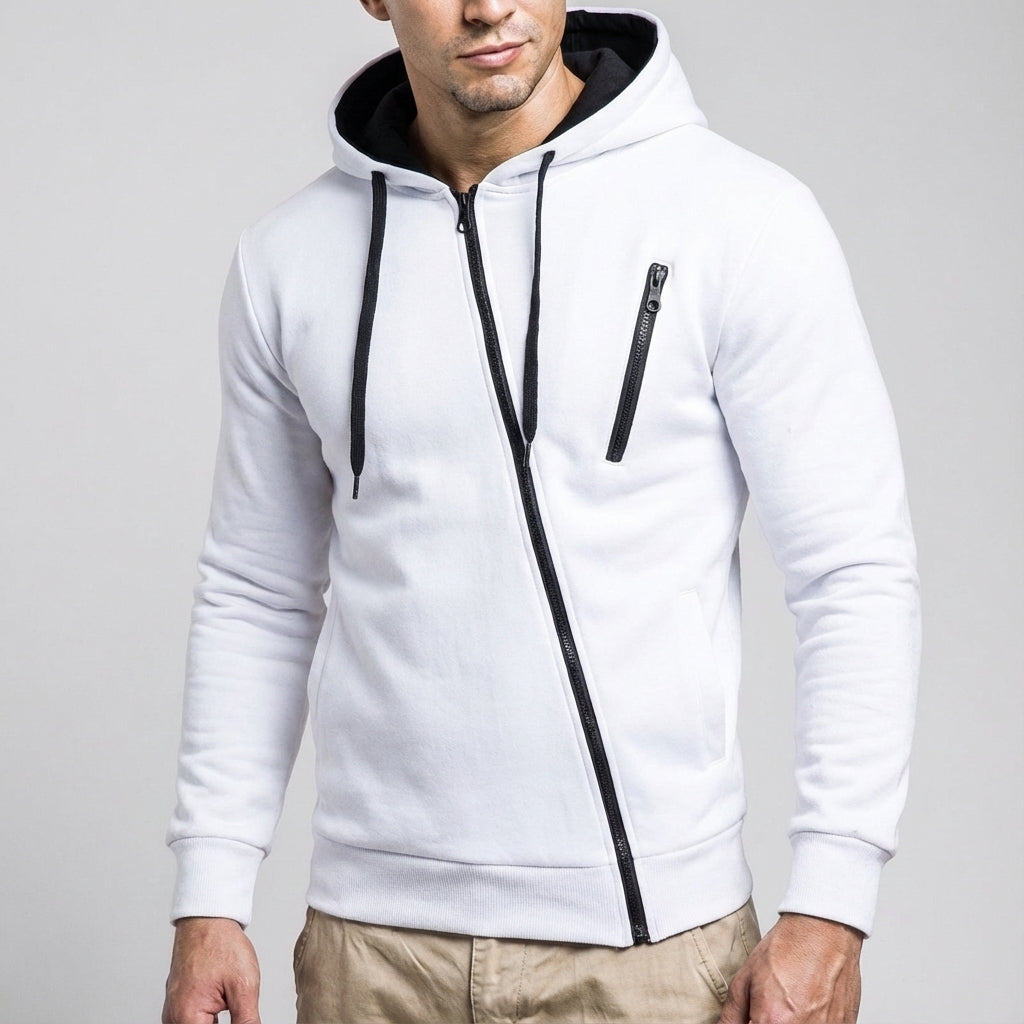Lightweight men's fleece hooded jacket, athletic and comfortable sportswear
