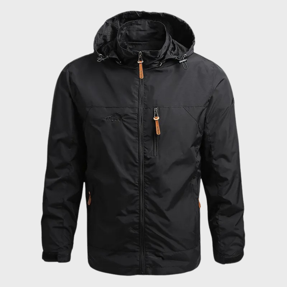 Men's lightweight hooded windbreaker jacket, ideal for all-weather protection & casual style.