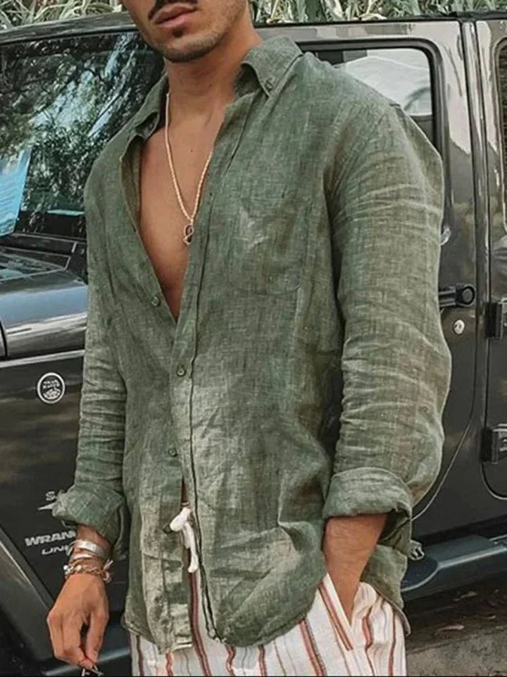 Breathable men's summer shirt, perfect casual menswear in linen-cotton fabric
