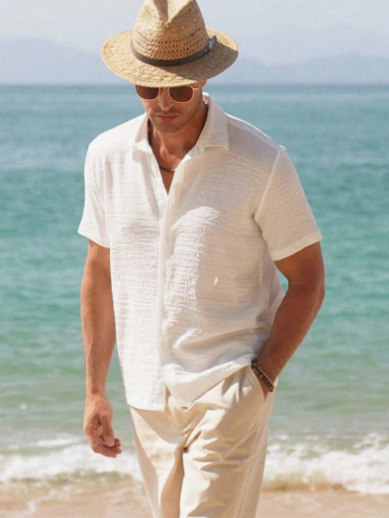 Men's lightweight linen summer shirt, perfect for beachwear and vacation outfits