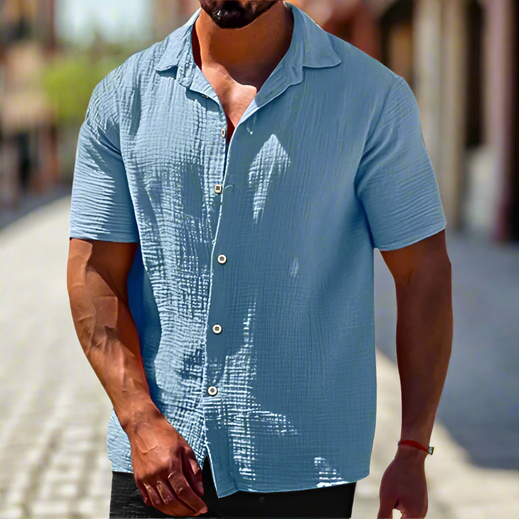 Casual men's breathable linen shirt, ideal for summer fashion and comfort