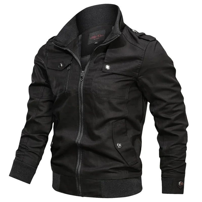 Men's lightweight motorcycle-style summer jacket with collar, perfect for casual spring and summer fashion.