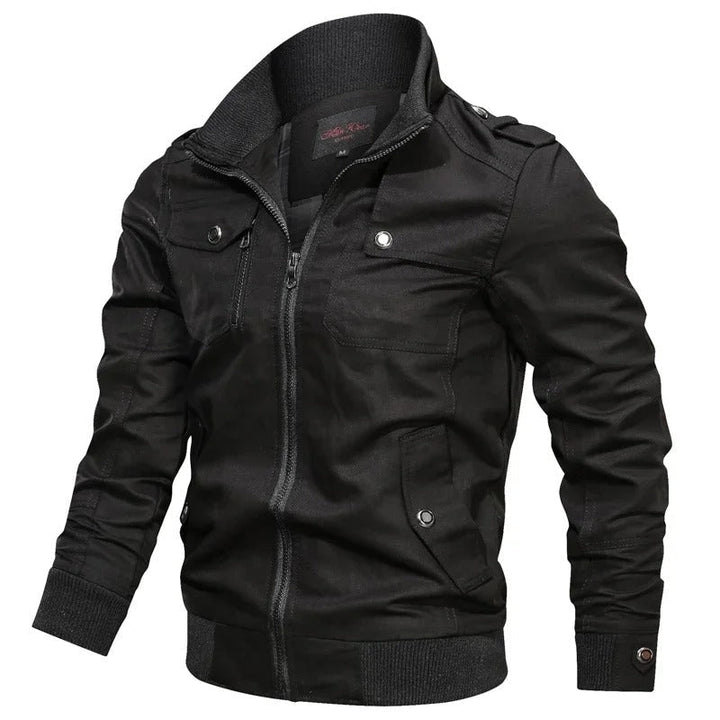 Men's lightweight motorcycle-style summer jacket with collar, perfect for casual spring and summer fashion.
