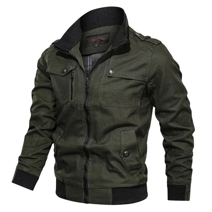 Classic men's collared summer jacket, lightweight motorcycle style. Versatile outerwear for spring & summer fashion.