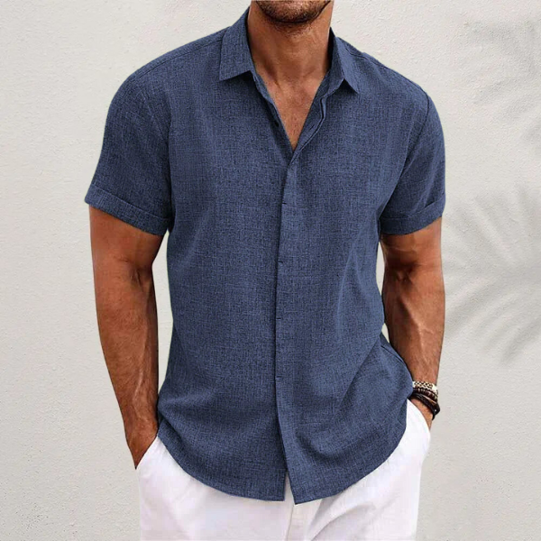 Men's breathable summer shirt, featuring a button-down design for easy wear.