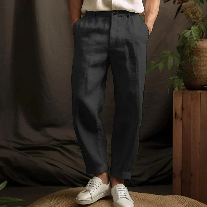 Effortless men's lightweight trousers, offering comfort and a relaxed straight-leg for stylish summer wear.