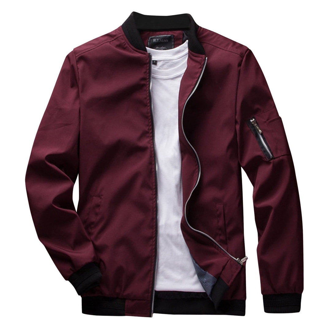 Front view: Orion men's lightweight summer bomber jacket. Zip-up, casual & water-resistant.