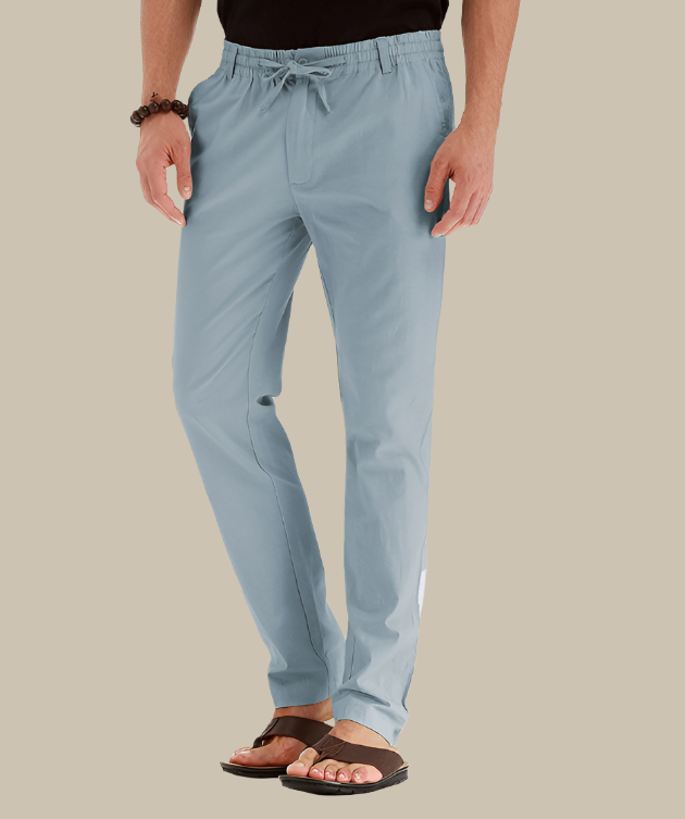 Men's summer loose fit casual trousers with elastic waist. Breathable & comfortable for daily wear.