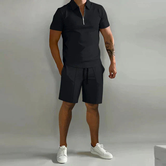 Men's Luxe Summer Polo & Shorts Set (Matteo) in a stylish, breathable design for ultimate vacation comfort.