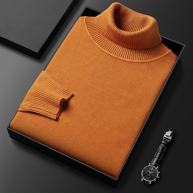 Comfortable men's long sleeve cashmere blend turtleneck, ideal for casual or formal occasions.