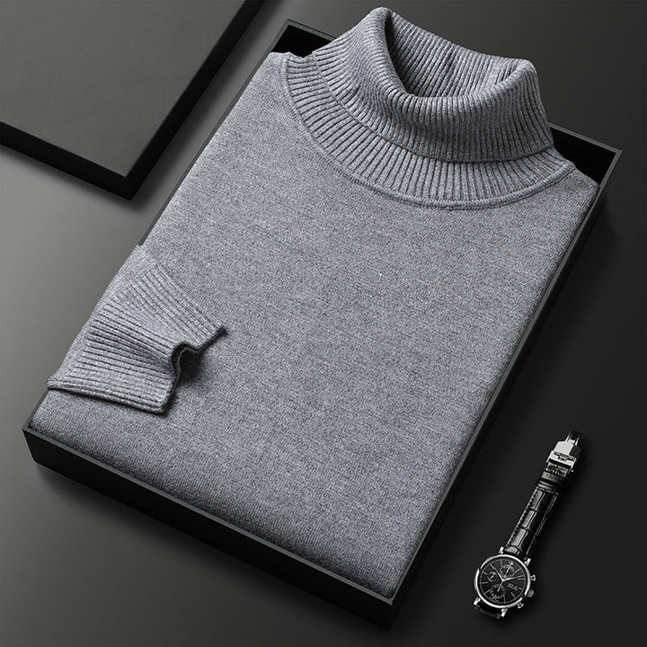 Warm men's cashmere blend turtleneck sweater for winter, offering comfort and sophisticated style.