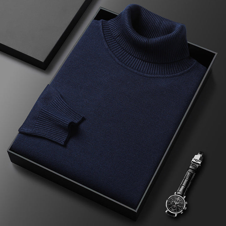 Luxurious cashmere blend turtleneck sweater for men, providing warmth & comfort for any winter event.