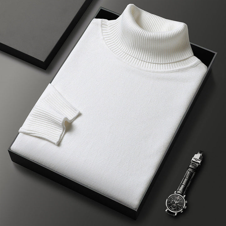 High-quality men's long sleeve cashmere blend turtleneck, a warm and stylish addition to winter wear.