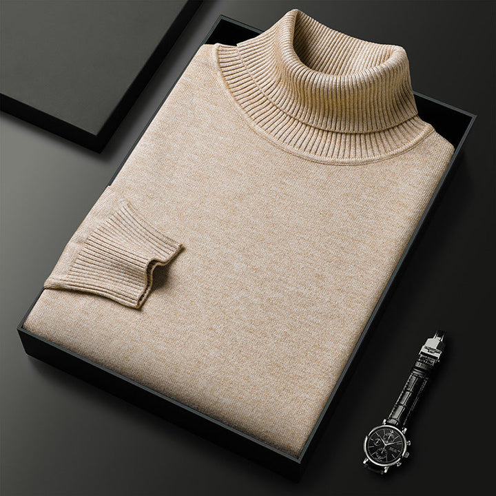 Sophisticated men's cashmere blend turtleneck sweater, offering ultimate comfort and a sharp, formal look.