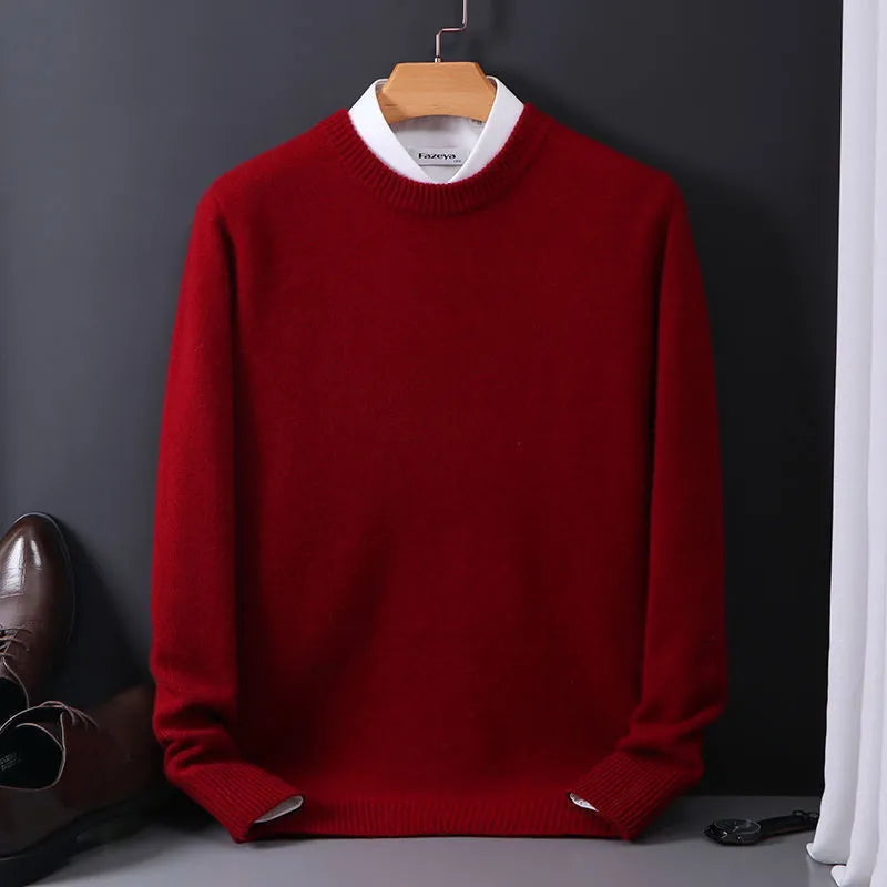 Elegant men's refined pullover sweater. A luxurious, soft long sleeve top for classic men's apparel.