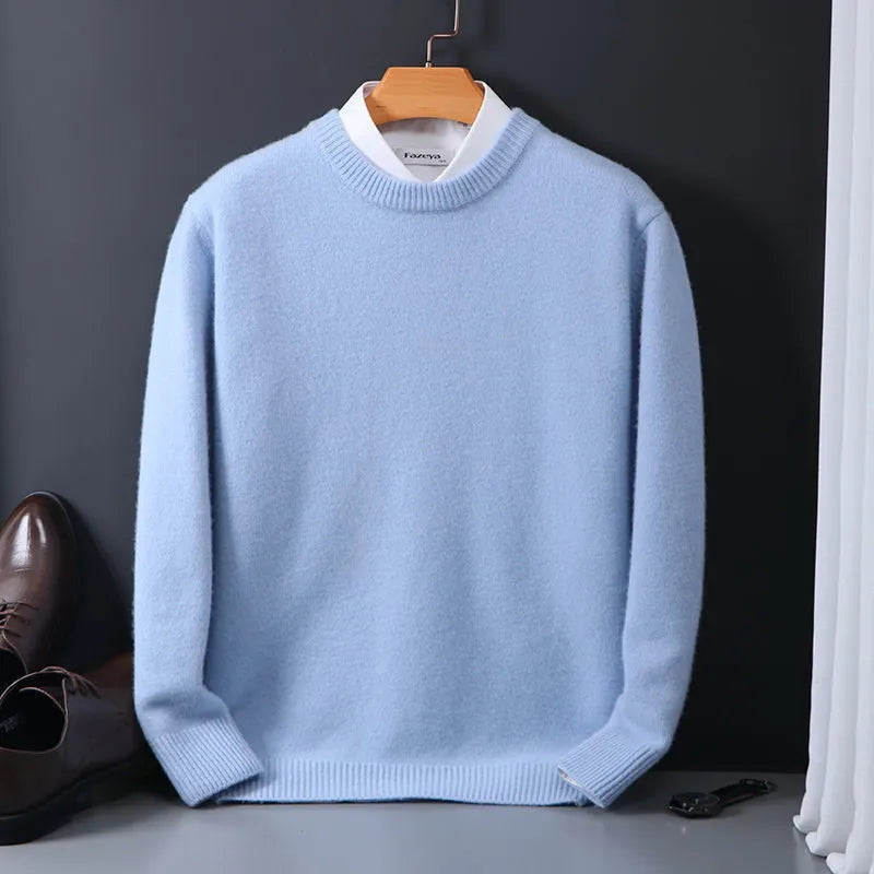 Refined men's luxury pullover sweater, offering a timeless classic style for sophisticated fall fashion.