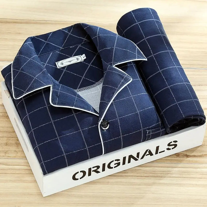 Soft, breathable men's luxury pajamas. Comfortable loungewear and sleepwear set for restful nights.