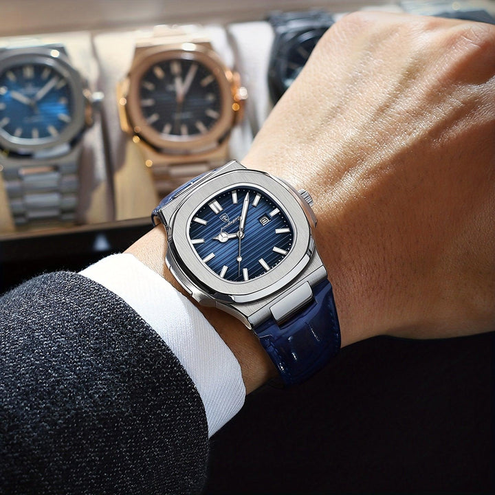 Men's fashion stainless steel wrist watch, a classic luxury sport timepiece for versatile wear.