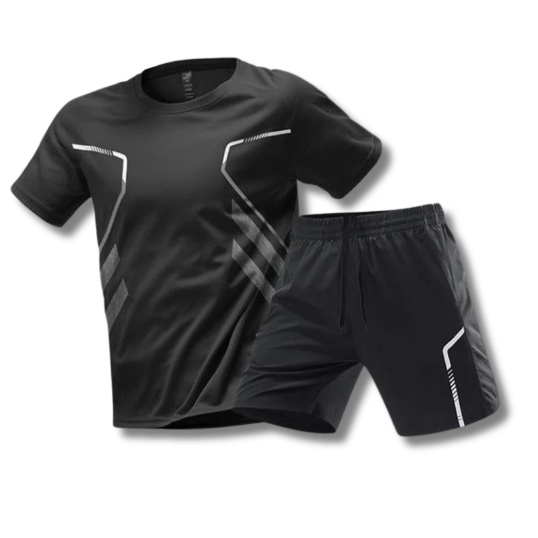 Men's Matteo sport set: breathable performance shirt & athletic shorts for training & workout. Quick-dry activewear.