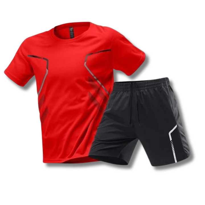 Matteo men's training outfit: moisture-wicking performance shirt & athletic shorts for optimal comfort & workout.