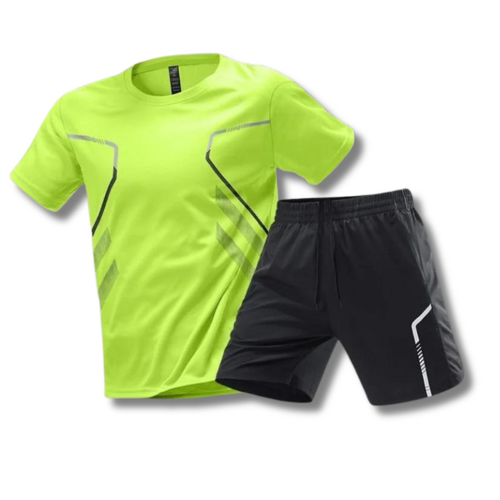 Matteo men's quick-dry sport set. Perfect summer workout gear with performance shirt & athletic shorts for active men.