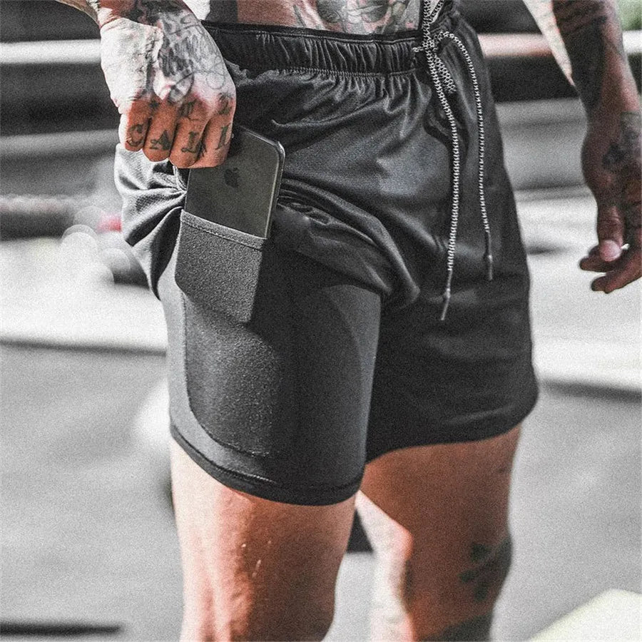 Breathable men's athletic shorts for running and fitness, Milan model