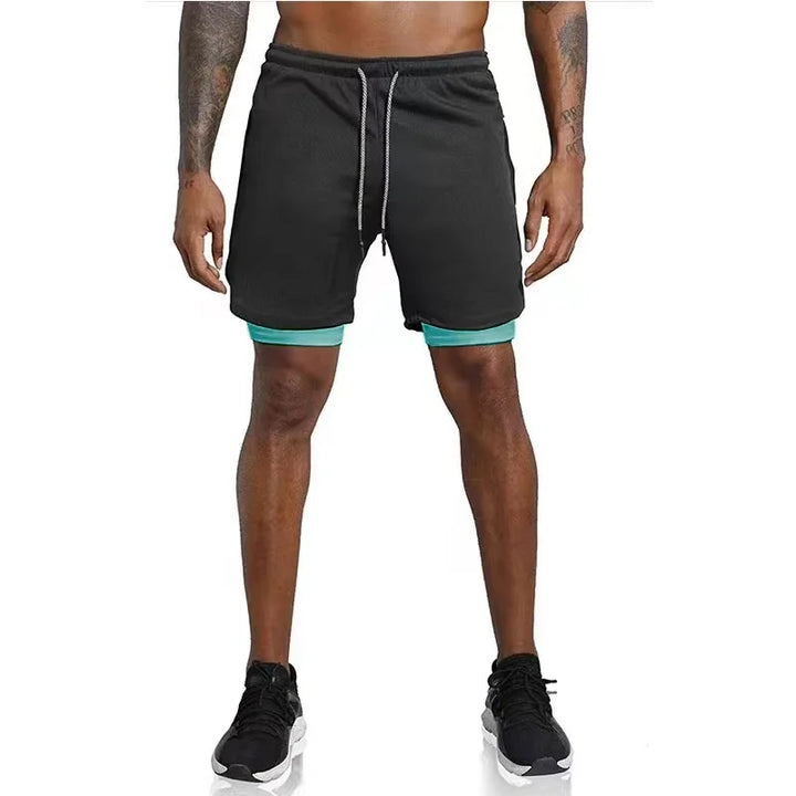 Folded quick dry men's running shorts, black, ready for athletic training