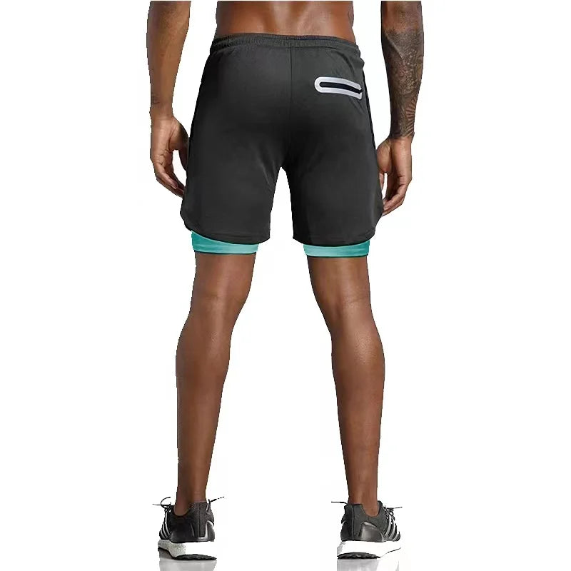 Back view of men's Milan 2-in-1 shorts, showcasing pocket detail for runners