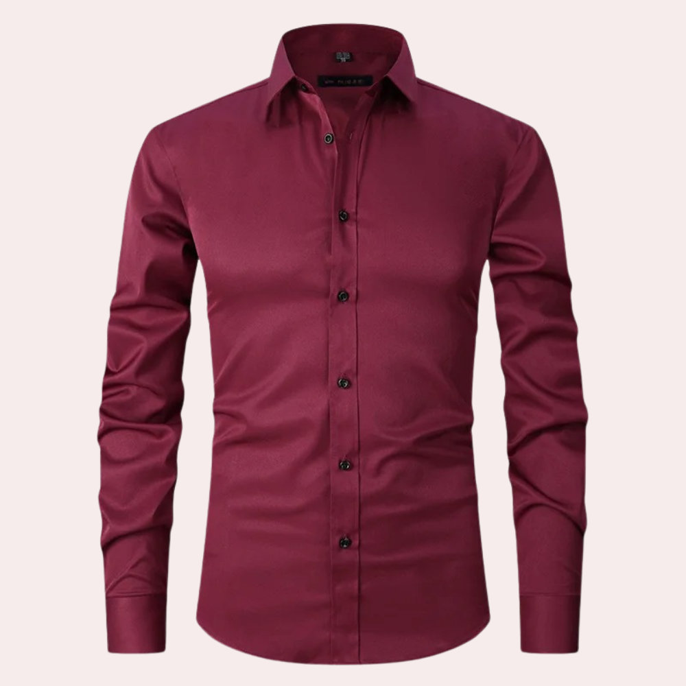 Men's Milan non-iron stretch shirt, wrinkle-free for business or casual wear. Easy care and ultimate comfort.