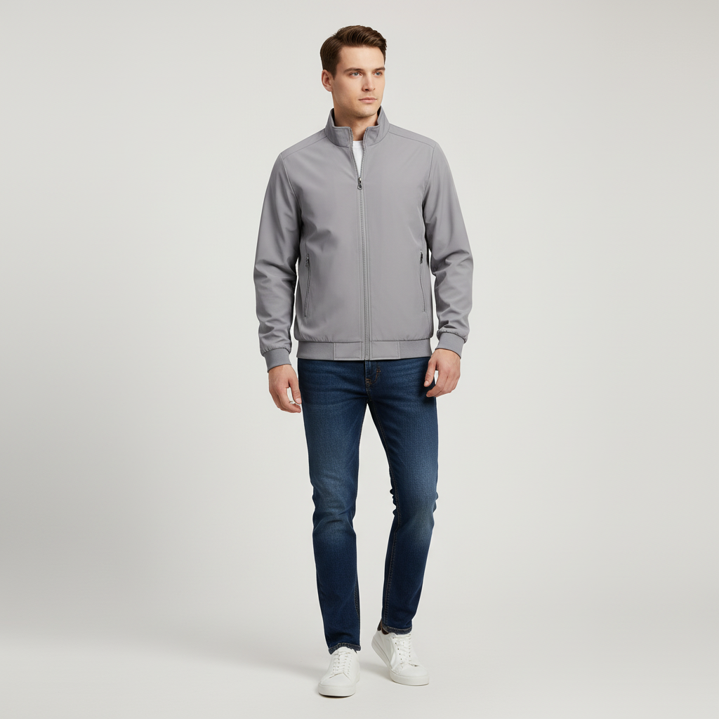 Stylish men's cotton jacket Jonas, featuring a stand collar for everyday wear