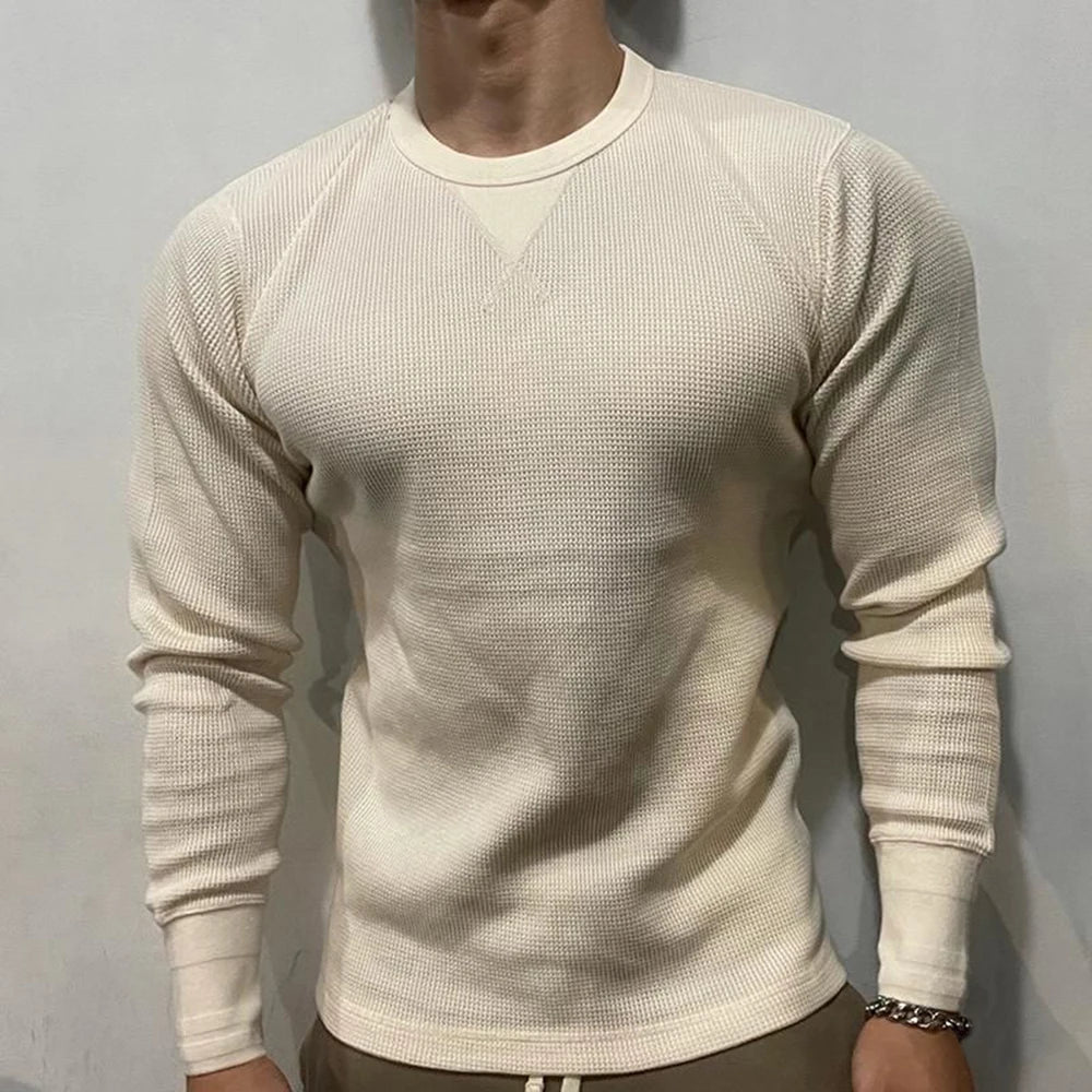Versatile men's muscle fit long sleeve sweater, ideal autumn pullover for stylish casual wear.