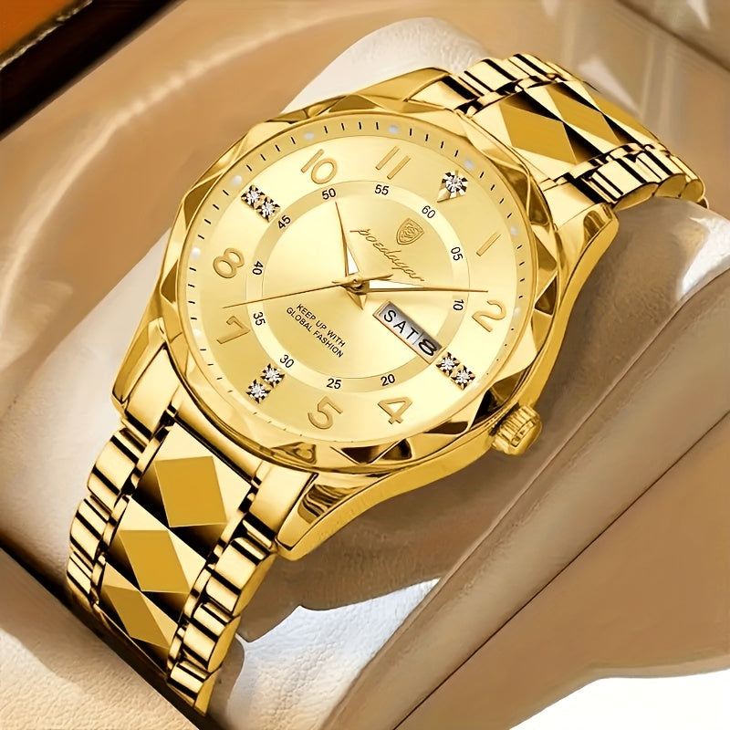 Modern men's waterproof sports watch, featuring dual display, chronograph & alarm clock for activewear.