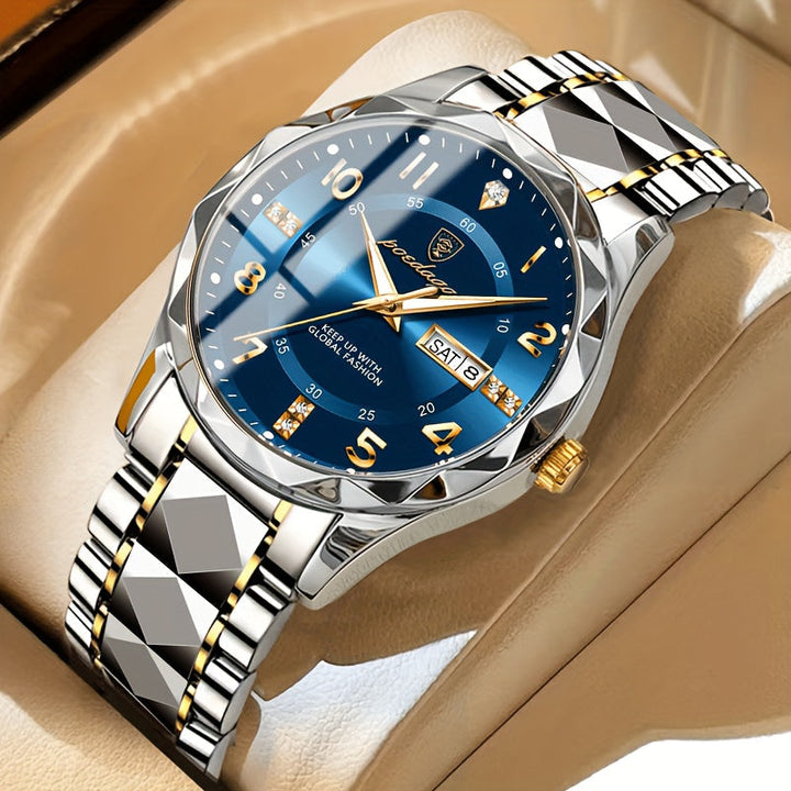 Outdoor men's waterproof sports watch with dual display and chronograph for adventure sports.