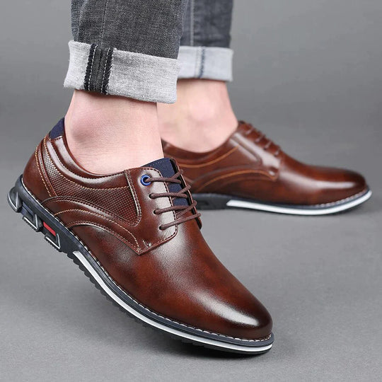 Comfortable men's orthopedic office dress shoes, crafted from leather, ensuring all-day foot health & stylish appearance.