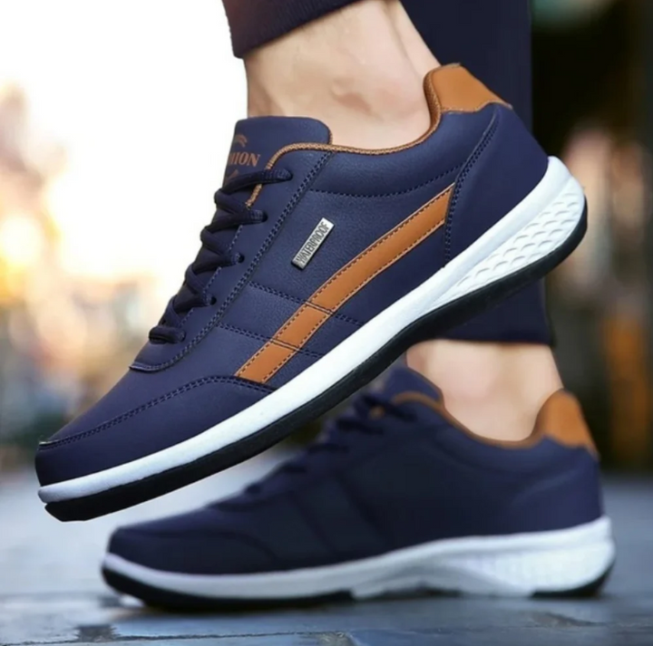 Comfortable men's orthopedic sneakers for walking, offering pain relief & foot health support.