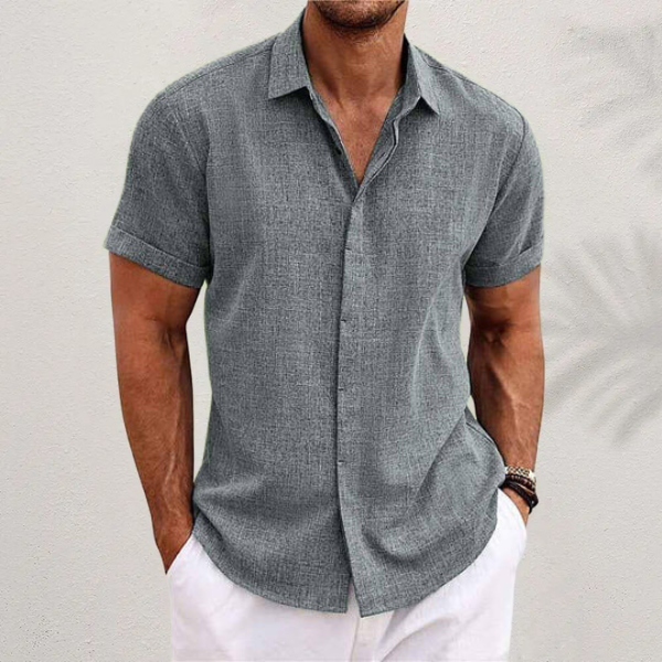 Lightweight Oscar men's short sleeve shirt, woven from a premium cotton-linen blend