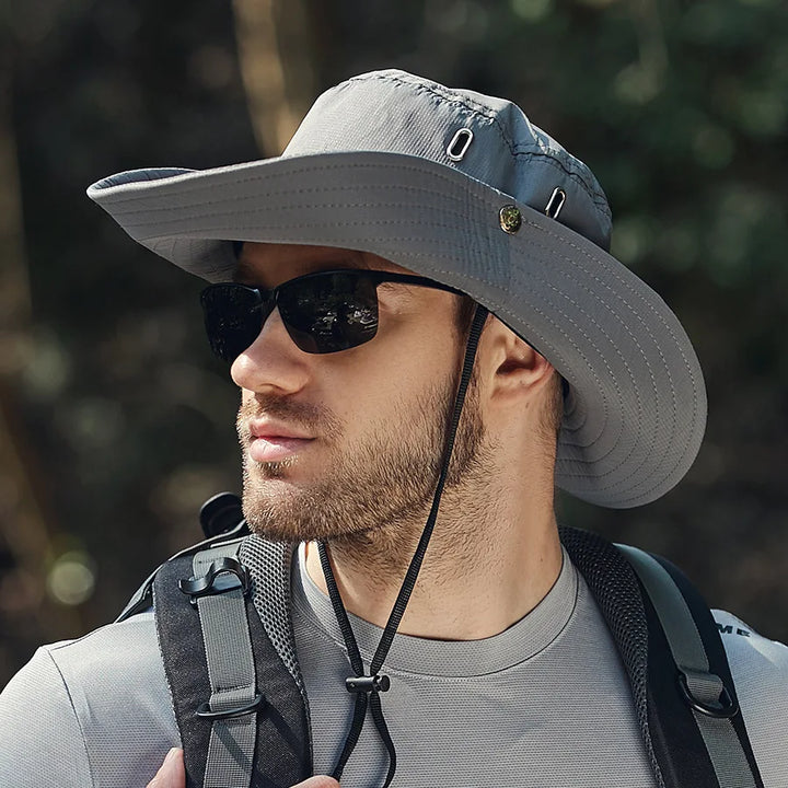 Stylish men's summer hat, a fishing and hiking bucket hat providing excellent UV defense.