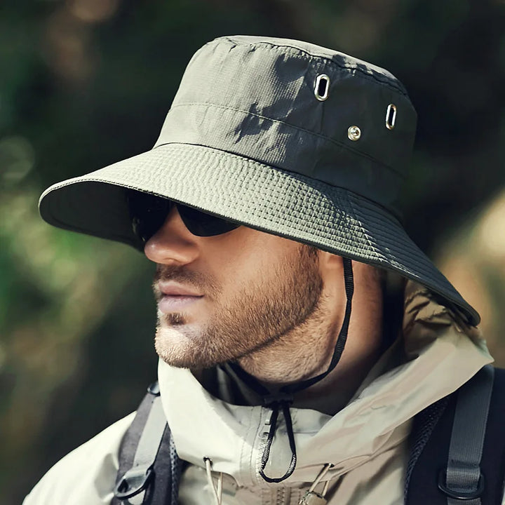 Adventure-ready men's fishing hat with UV protection, an essential piece of summer outdoor gear.