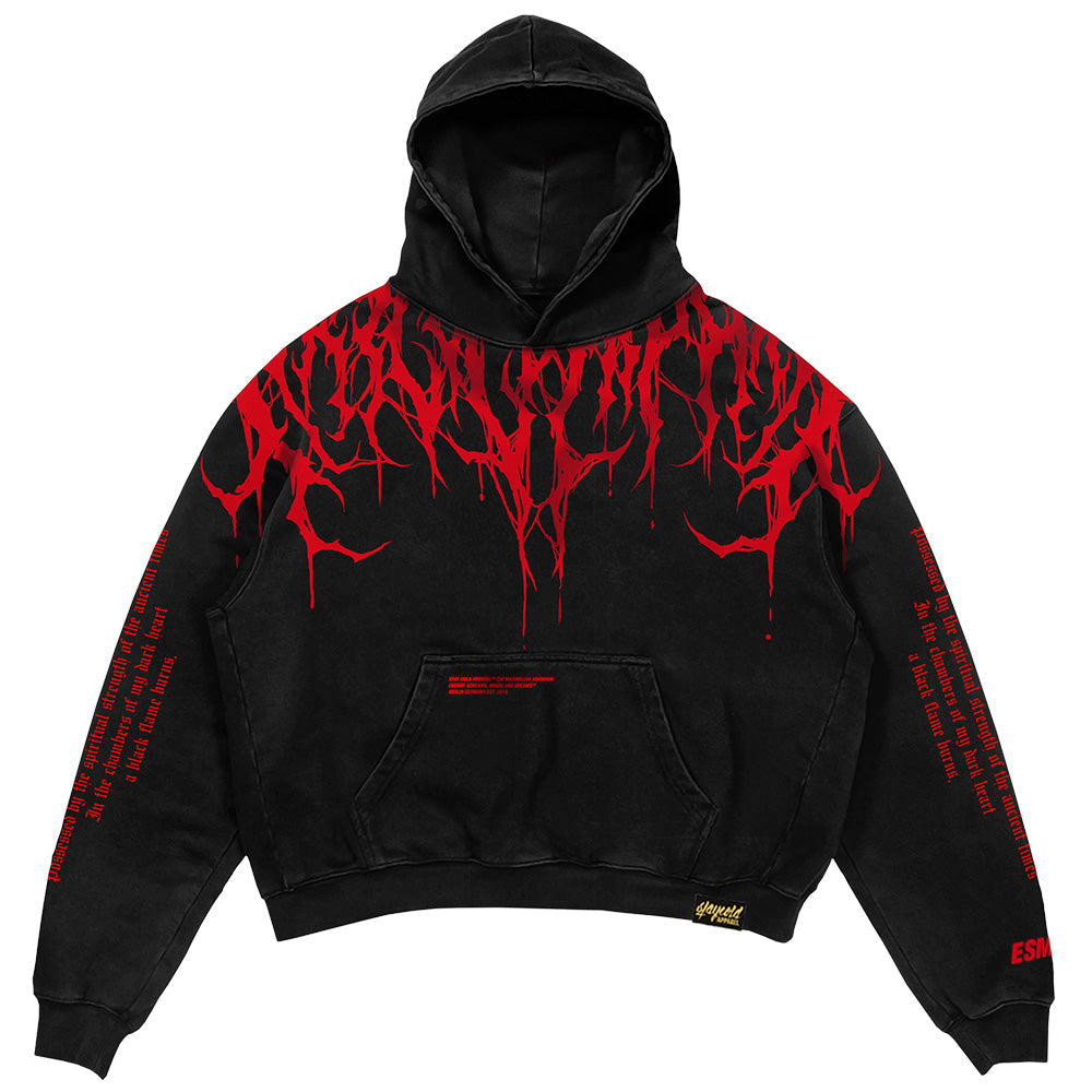 Men's oversized heavy hoodie with bold graphic print, perfect for street style & casual wear.