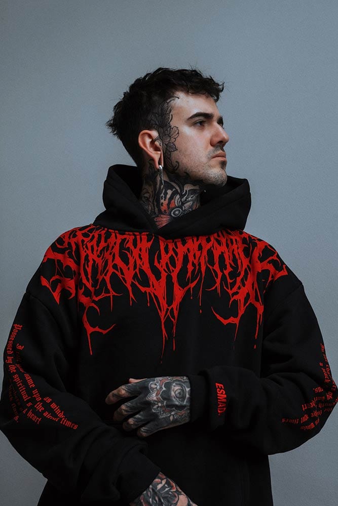 Stylish men's oversized graphic hoodie, offering a comfortable, relaxed fit for modern street fashion.