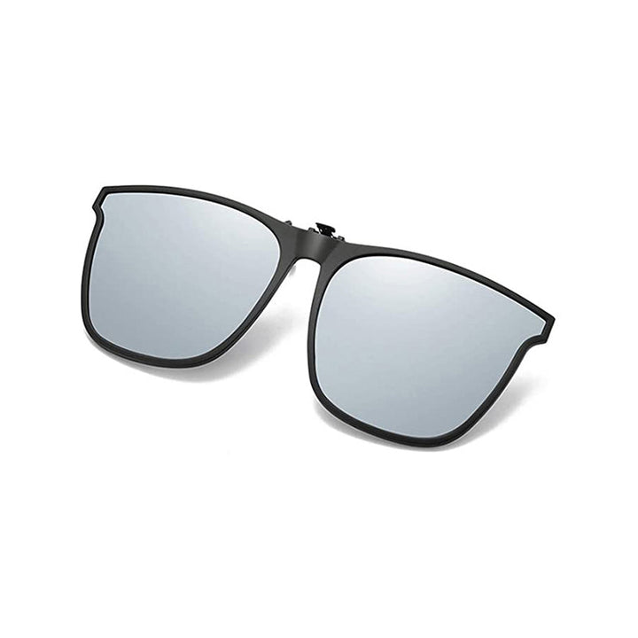 Convenient men's flip-up polarized sunglasses clip. Blue lens ensures UV protection & glare reduction.