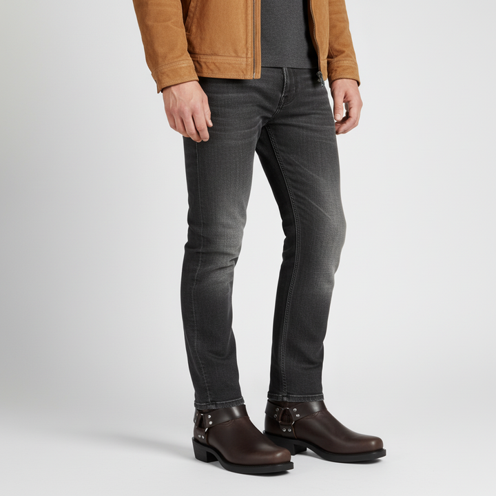Pair of classic men's cowboy boots, made from high-quality leather for lasting durability