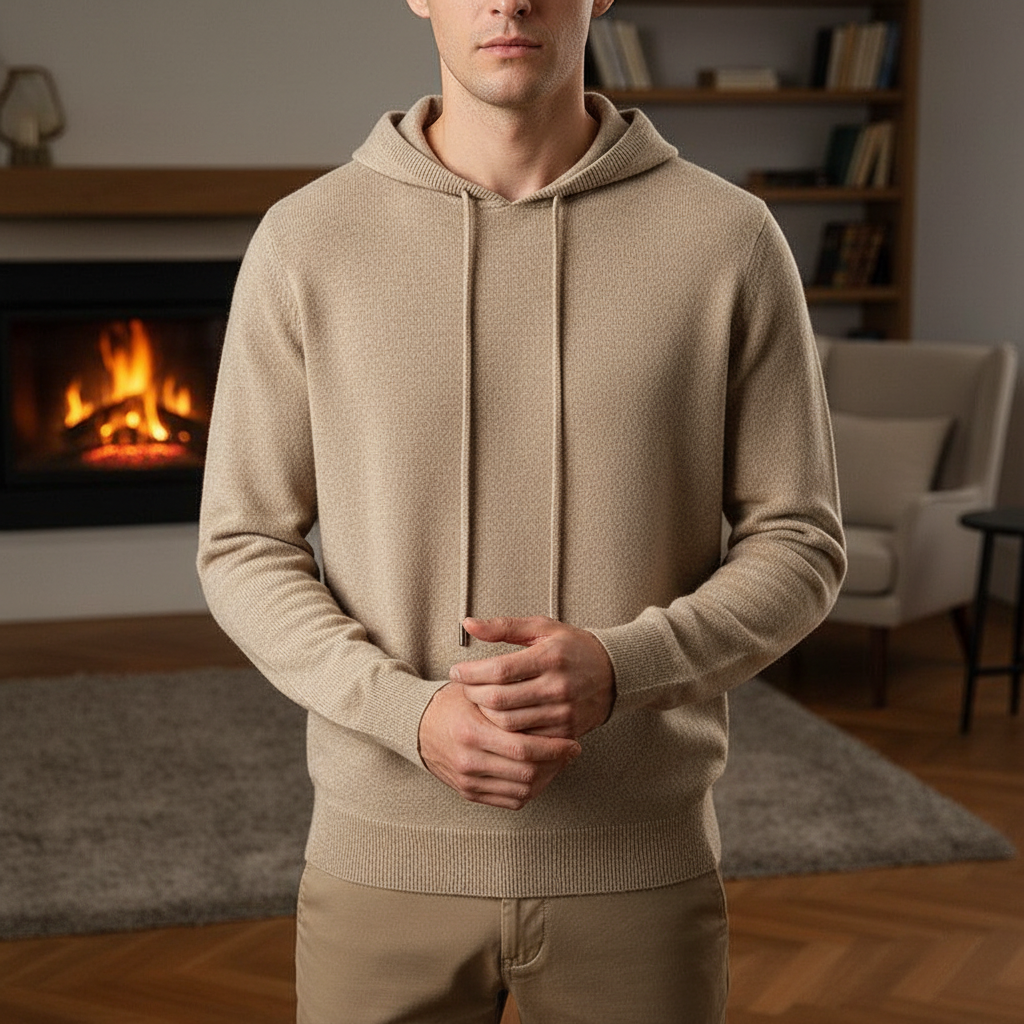 Men's Premium Merino Wool Hoodie Finn in dark grey, a comfortable and breathable winter clothing option.
