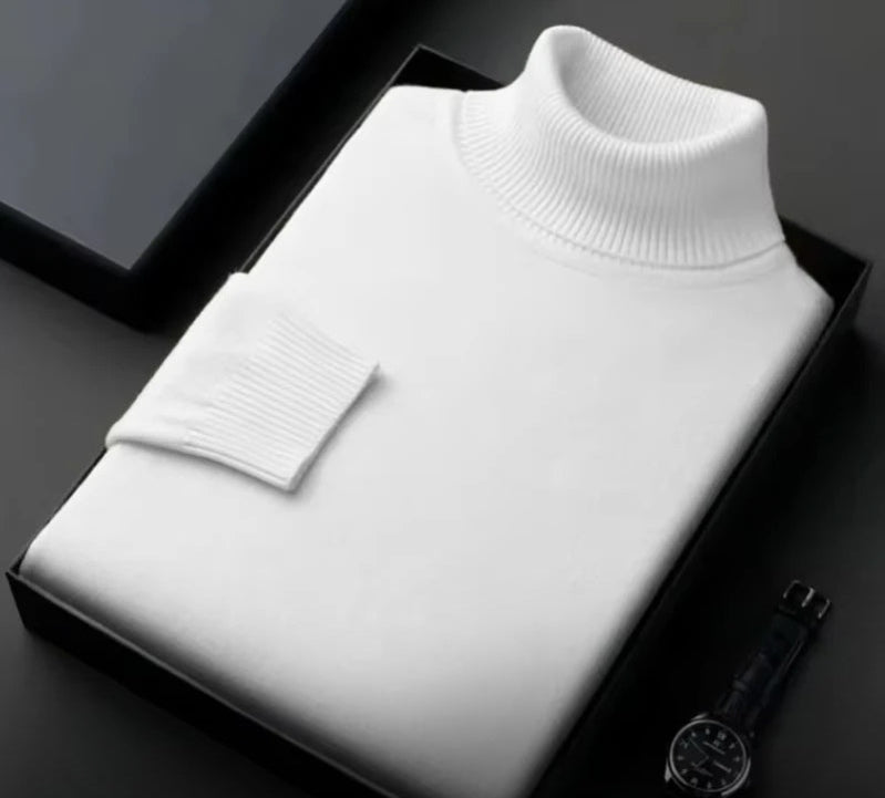 Comfortable men's long sleeve roll neck knitwear, a versatile pullover for modern winter fashion and casual wear.