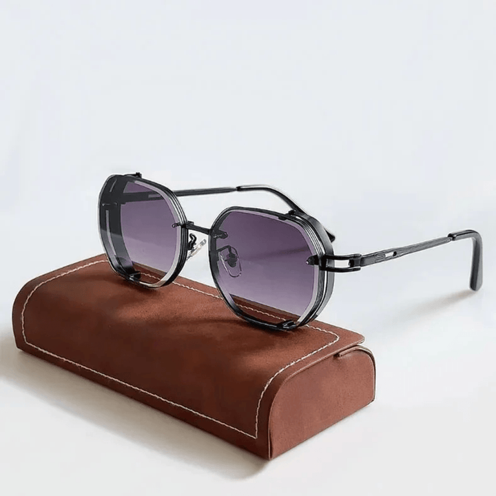 Stylish men's UV400 sunglasses, lightweight steel frame, offering excellent eye protection and fashion.