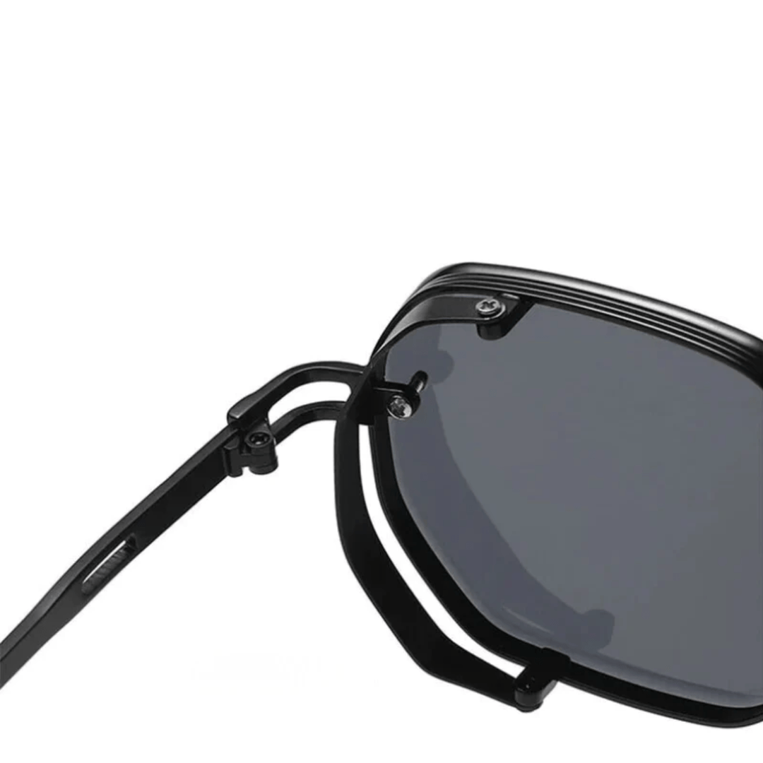 UrbanValence men's sunglasses, black steel frame, a sleek and protective summer style accessory.
