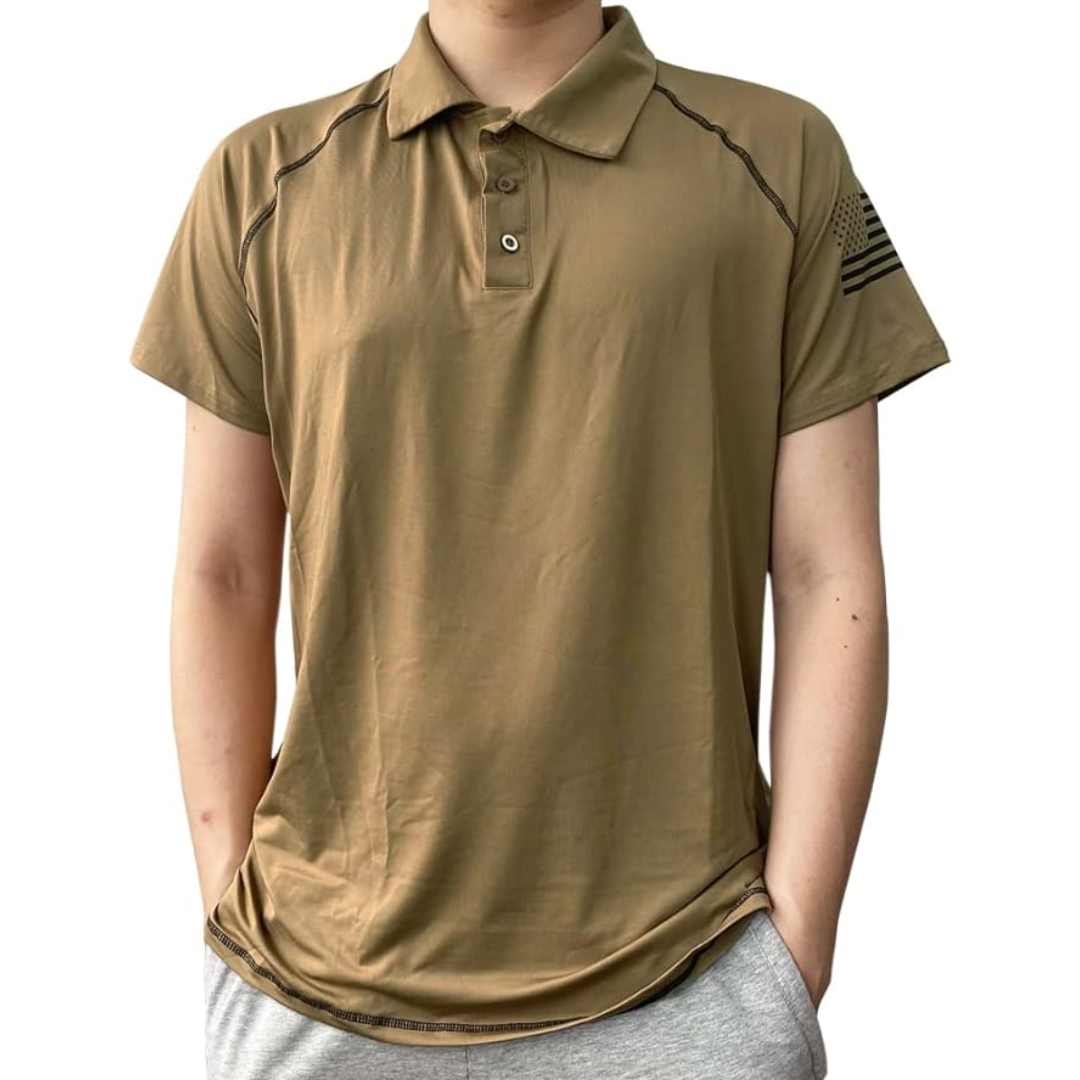 Stylish men's summer polo shirt, a Quick-Dry Outdoor Performance TrailCore Polo in a vibrant blue.