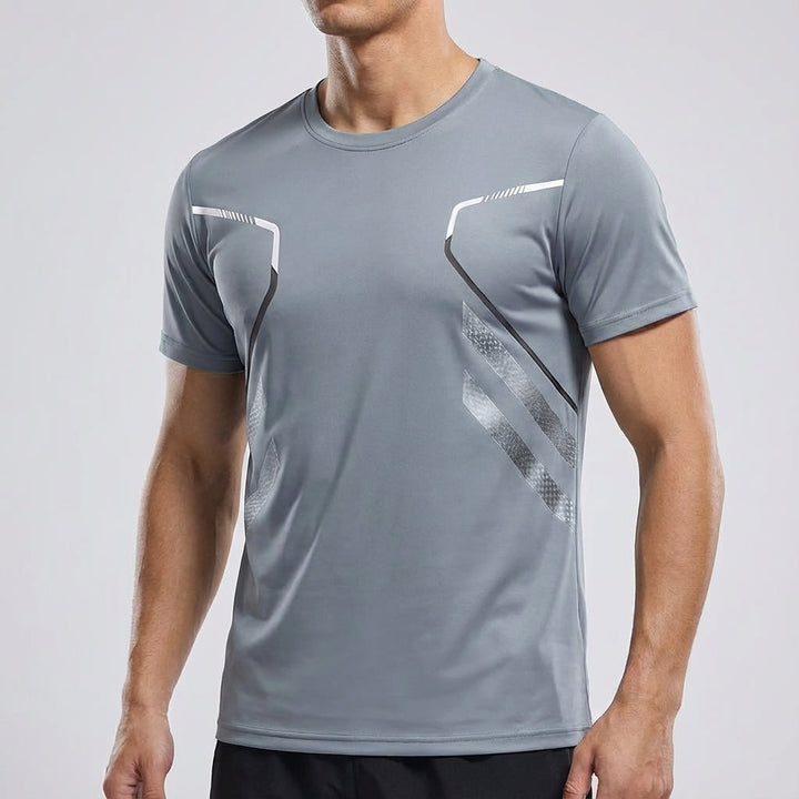 Casual sport men's t-shirt, short-sleeve, quick-dry fabric, with a distinctive unique print