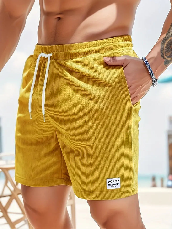 Durable men's quick-dry swim trunks, adjustable waistband, for active summer days.